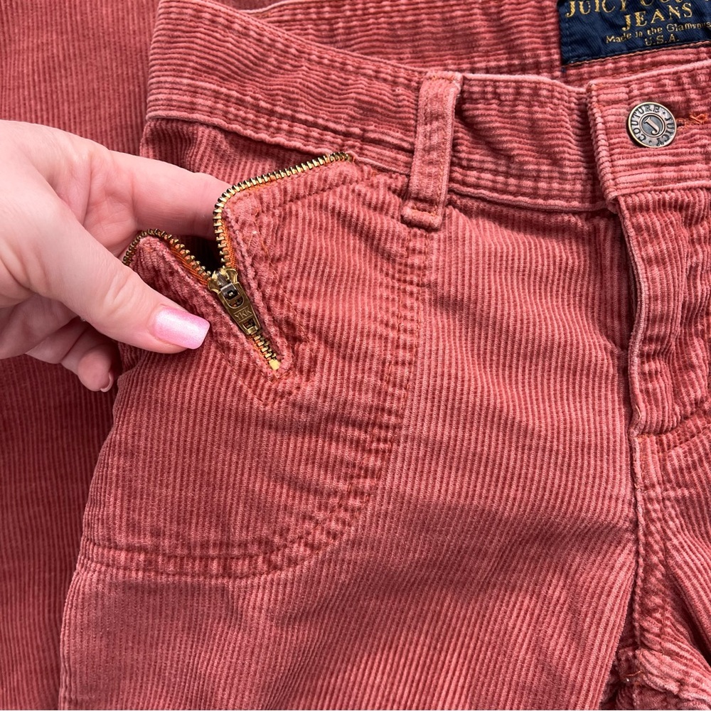 Vintage Juicy Couture Y2K Low Rise Chunky Coral Corduroy Flare Pants Rare Sample - Picture 6 of 16